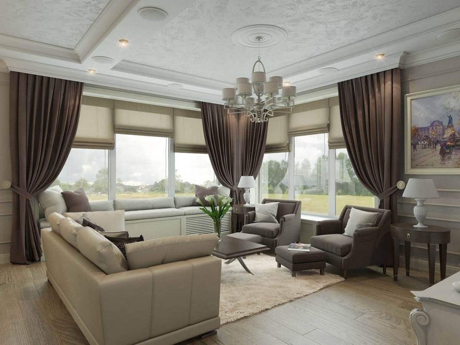 Интерьер зала в частном доме