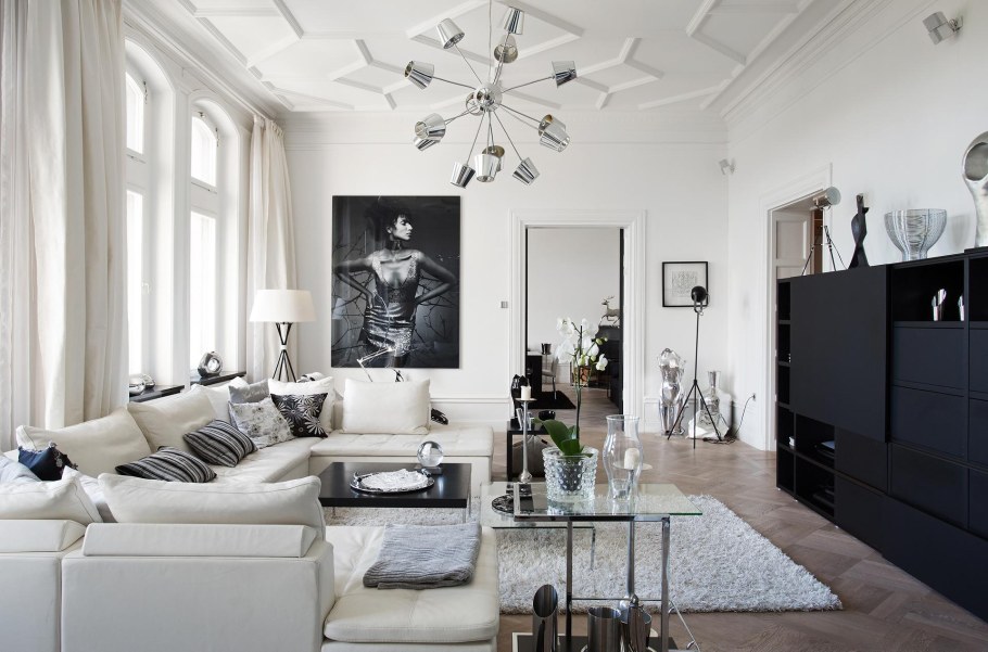 Гостиная в черно белом стиле