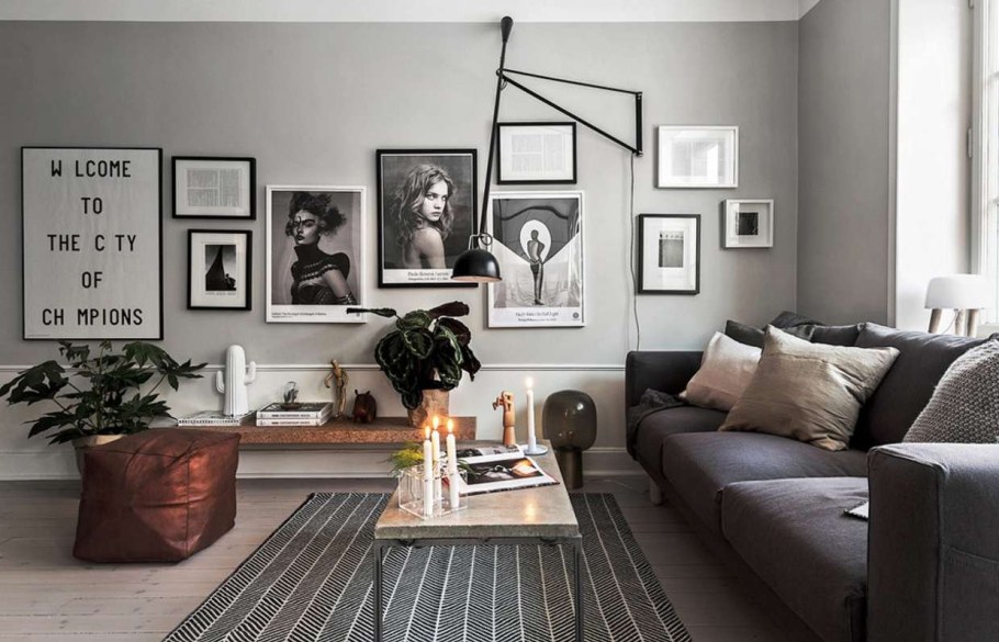 Серые стены в интерьере