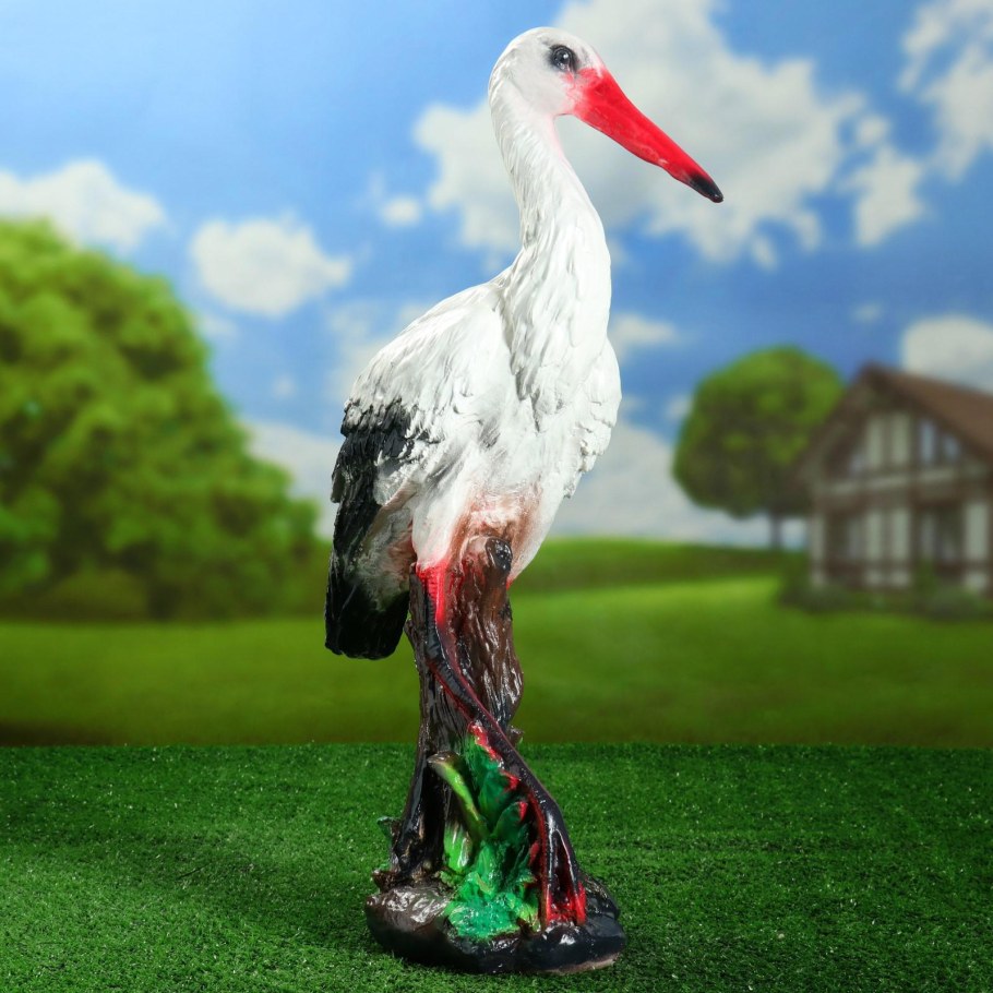 Фигура Садовая Аист 86см белый