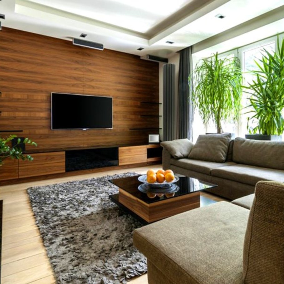 Интерьер гостиной под дерево