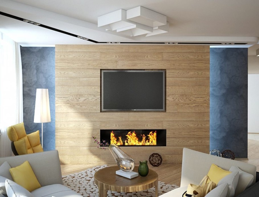 Деревянные панели в гостиной