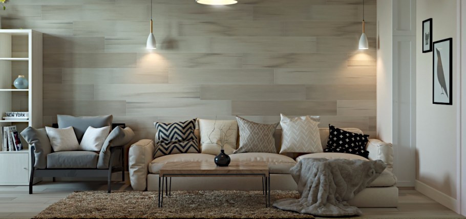 Светильники над диваном в гостиной