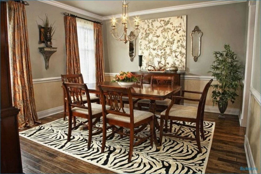 Ковер в интерьере кухни столовой