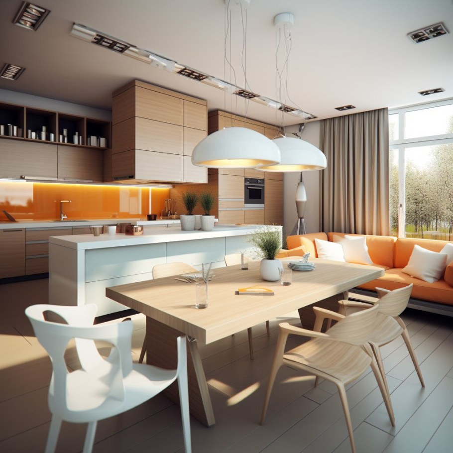 Шикарная кухня гостиная