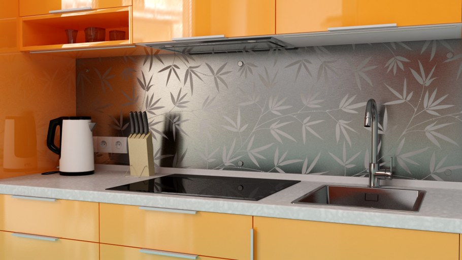 Металлический фартук для кухни