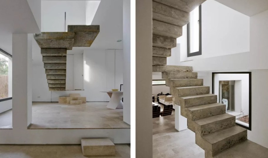 Монолитные лестницы в частном доме на 2 этаж