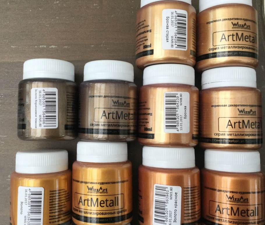 Золотая акриловая краска для декора