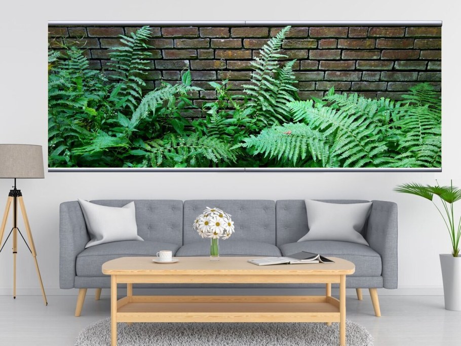 Обои папоротник в интерьере гостиной