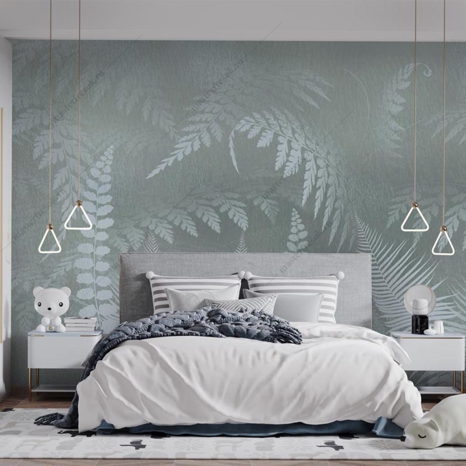 Обои папоротник в интерьере