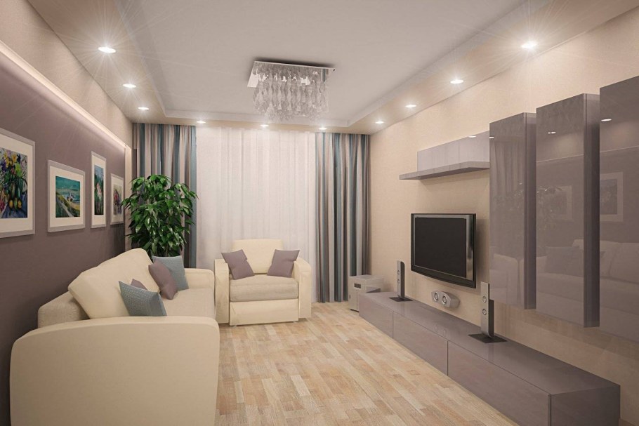 Квадратная гостиная 17м2 интерьер