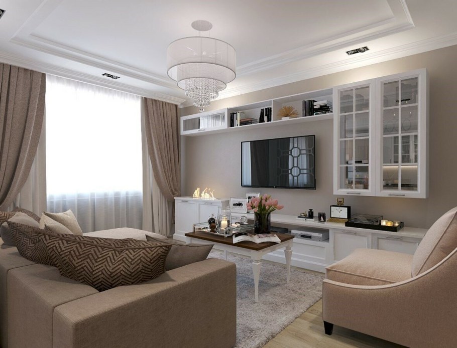 Светлый интерьер гостиной