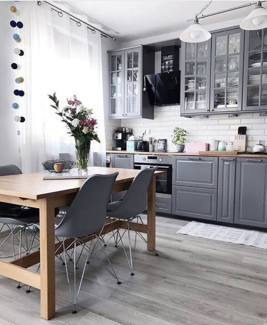 Серая кухня икеа