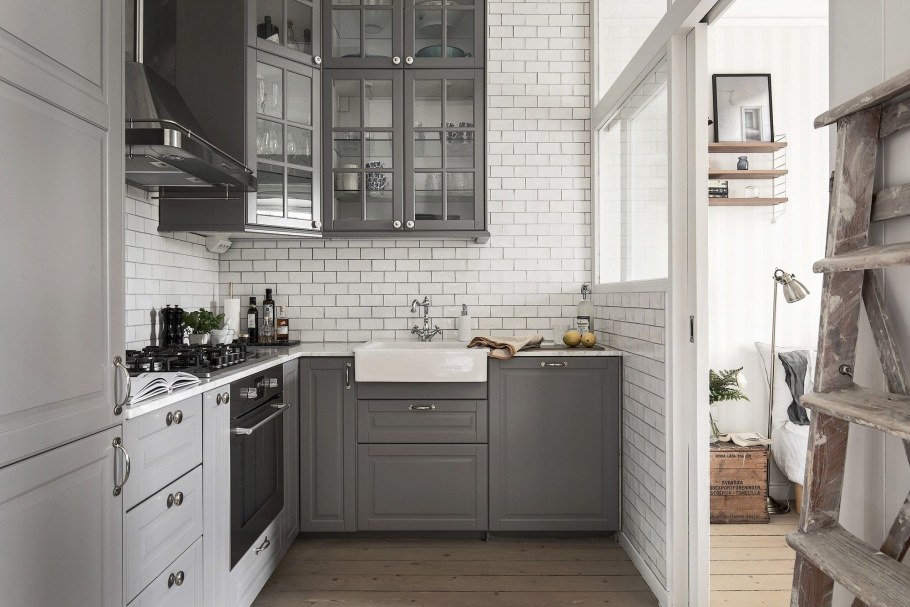 Кухня икеа Будбин серая