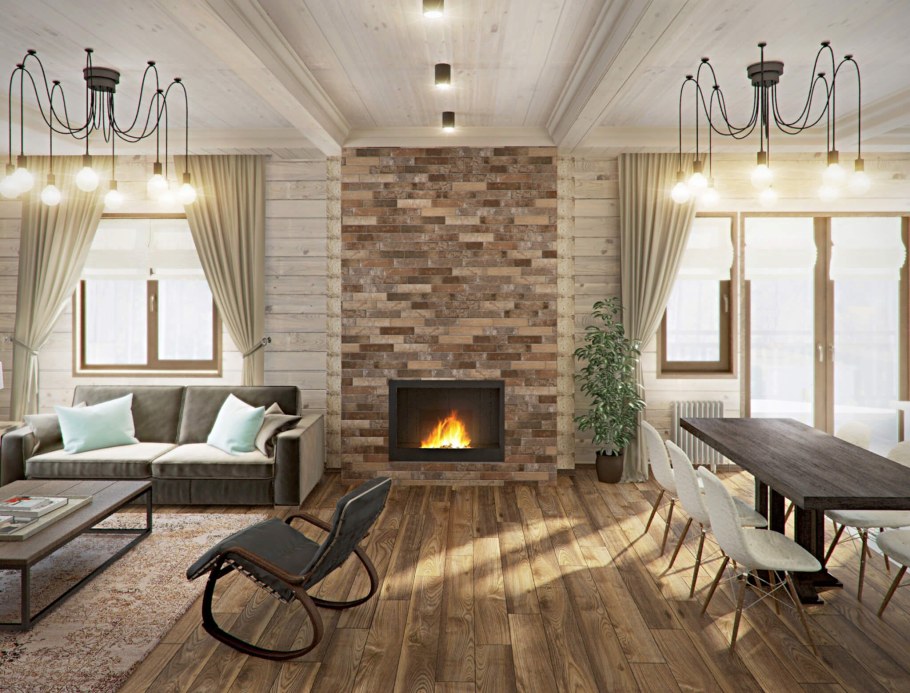 Камины в интерьере гостиной