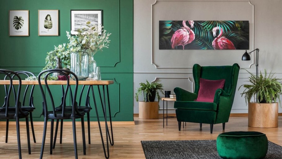 Зеленый цвет стен в интерьере