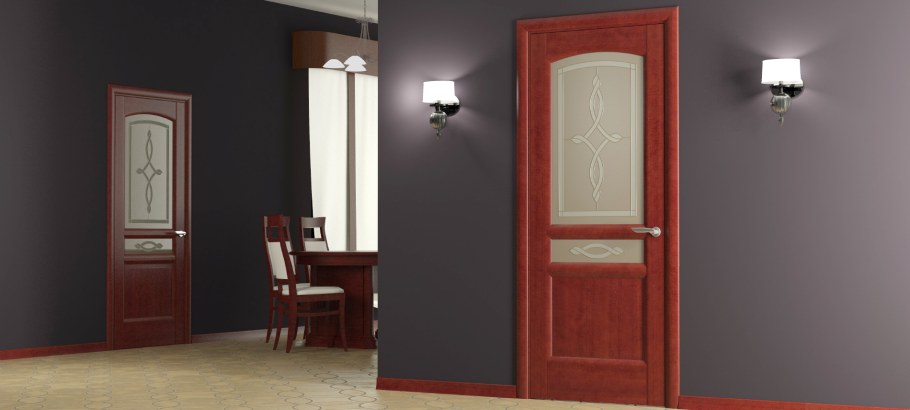 Бордовые двери в интерьере