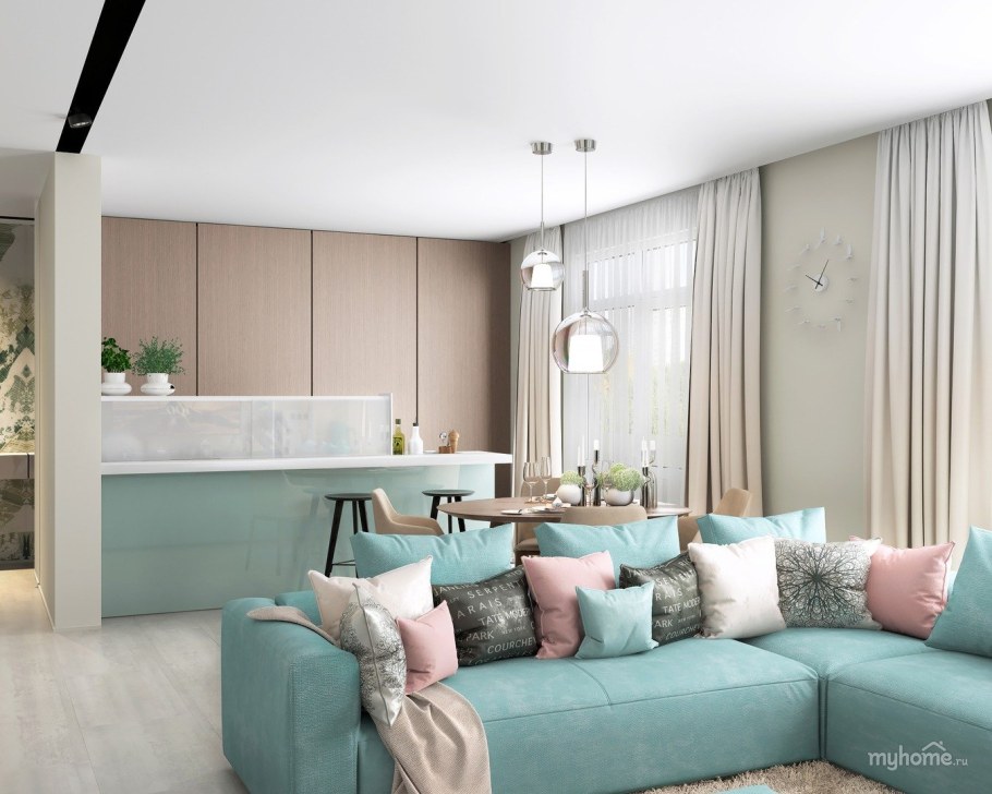 Гостиная в мятном цвете