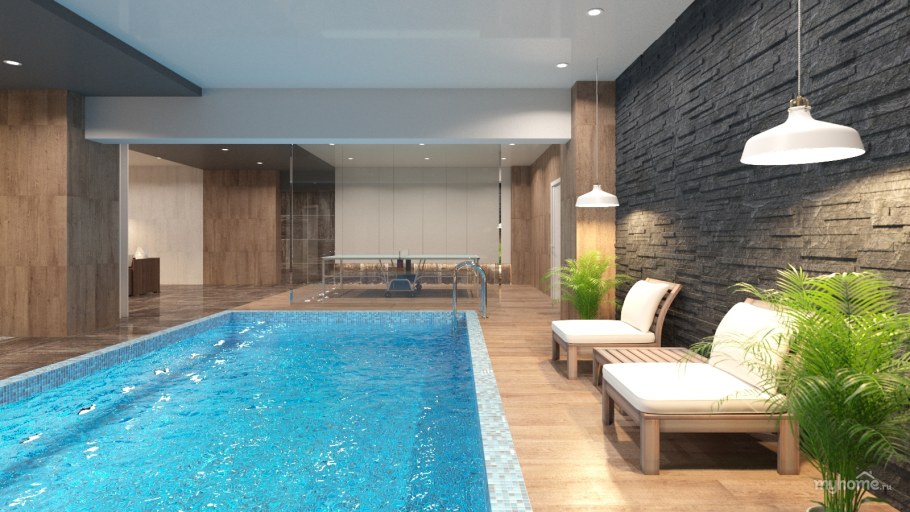 Современная баня с бассейном