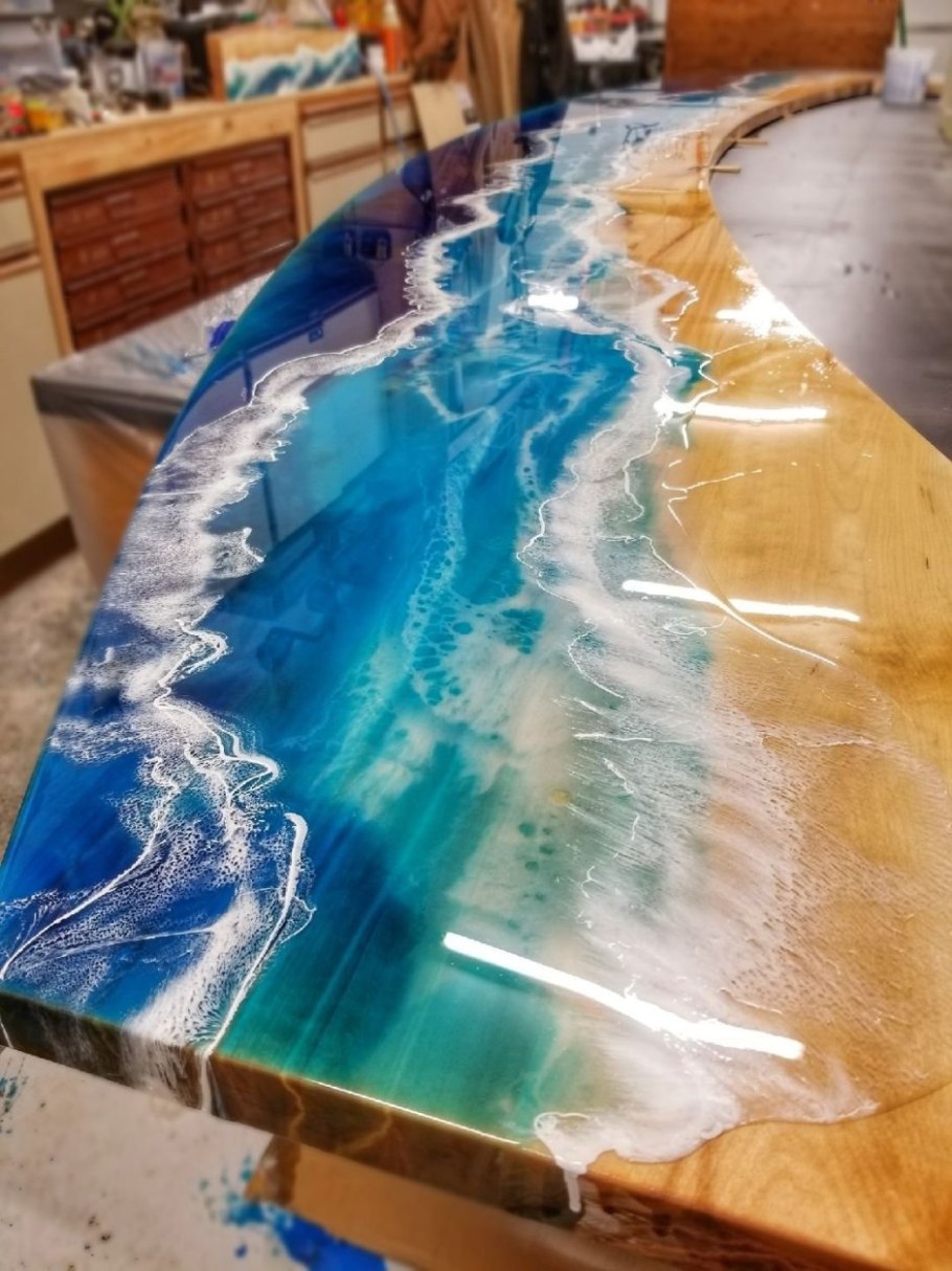 Эпоксидная смола столешница океан