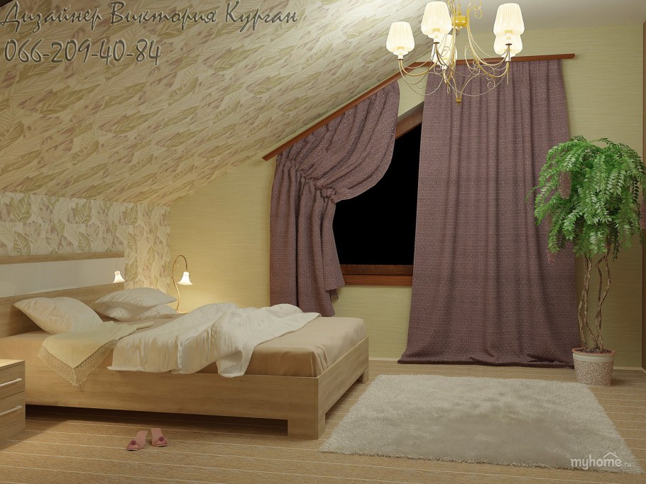 Отделка мансардной спальни