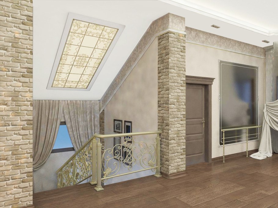 Холл на мансарде в частном доме