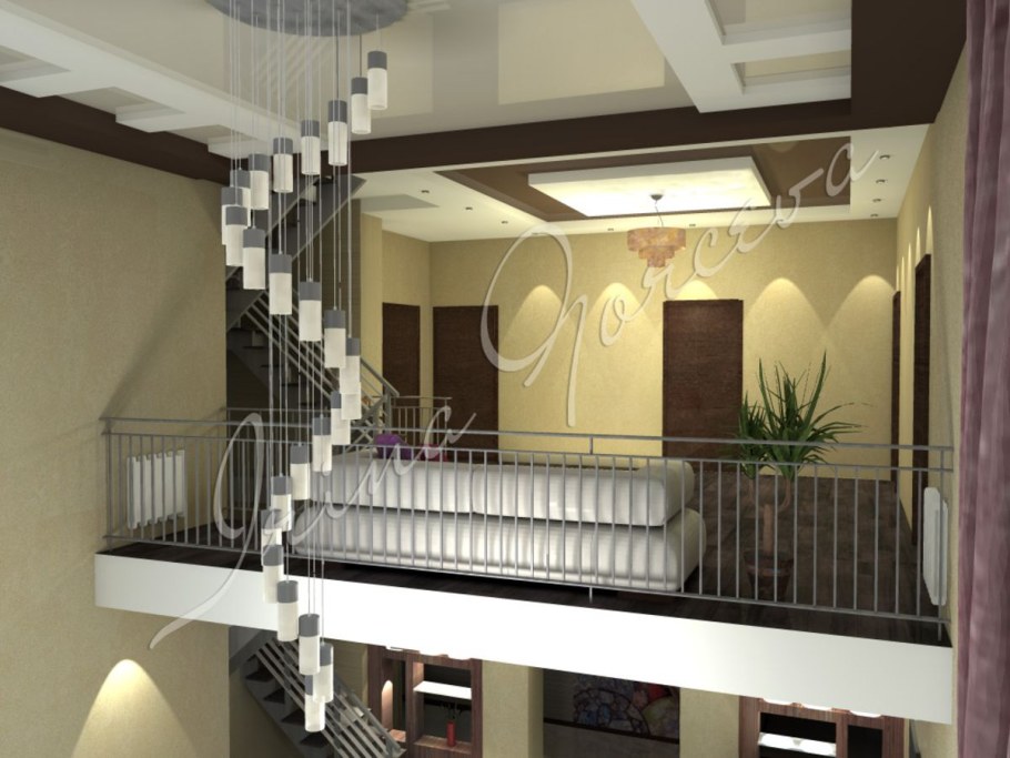 Холл второго этажа в частном доме