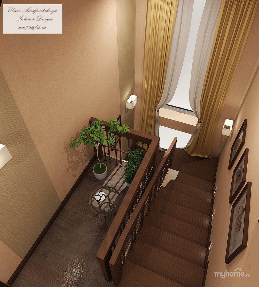 Интерьер коридора на 2 этаже в частном доме