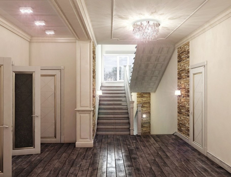 Холл 2 этажа в частном доме