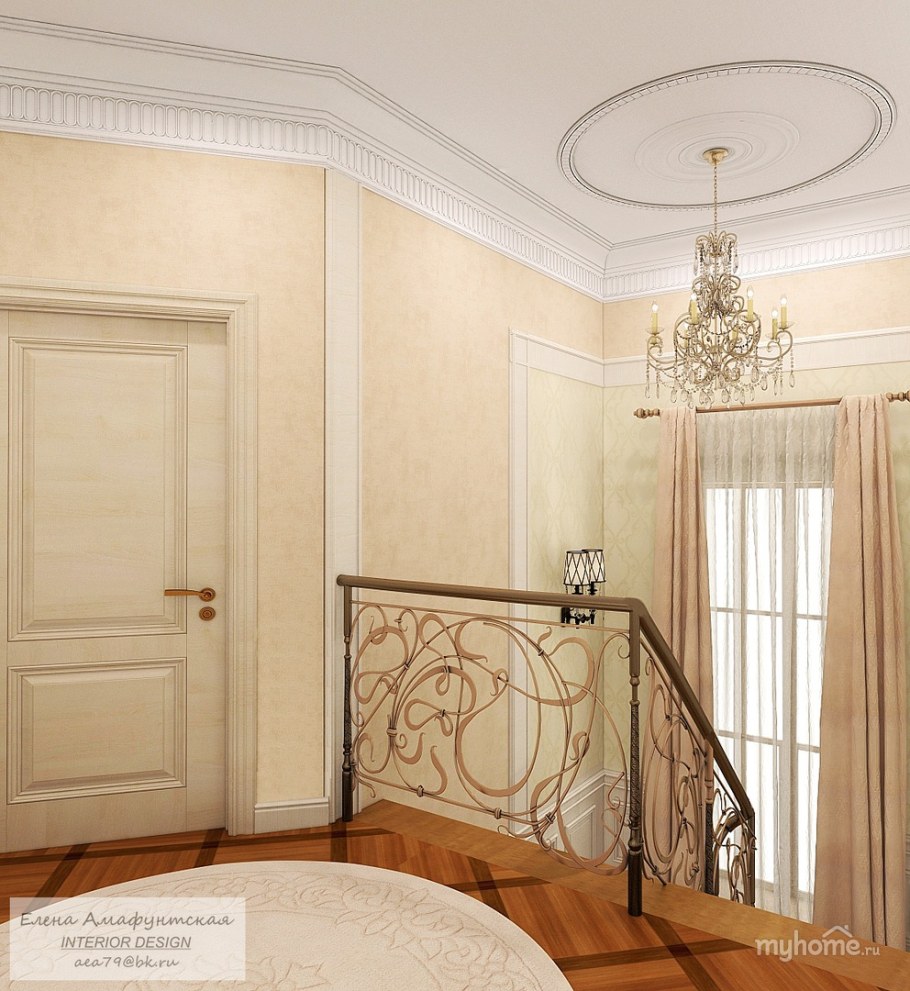 Холл второго этажа в частном доме