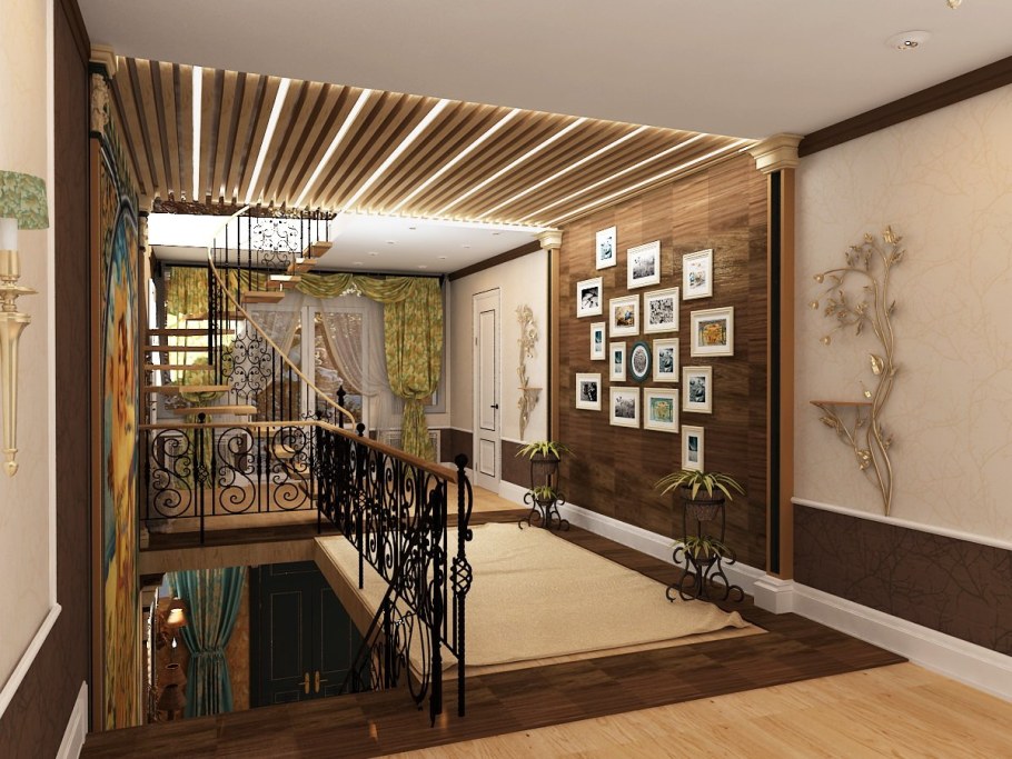 Интерьер холла в частном доме