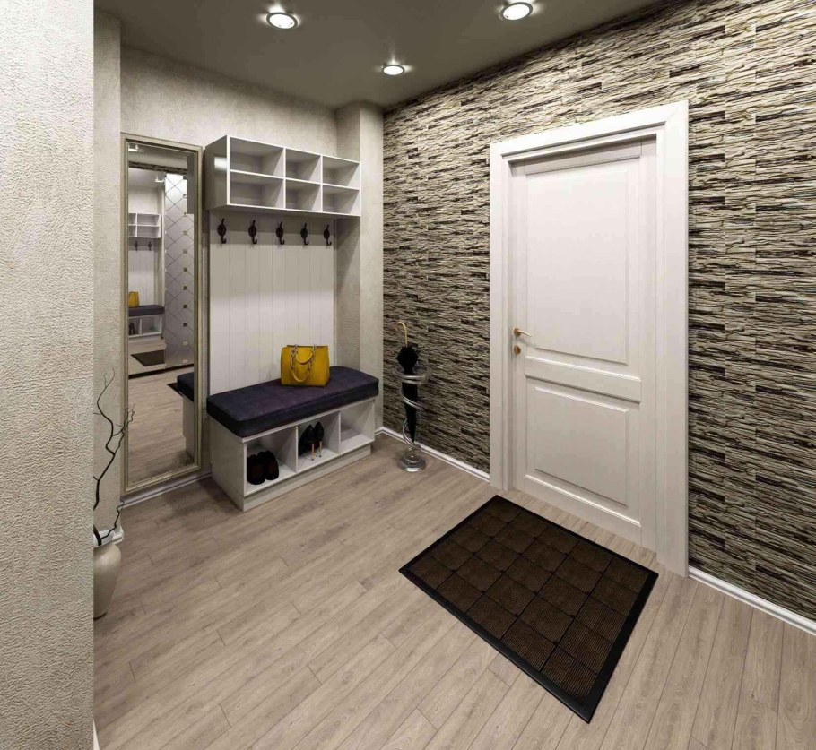 Декоративный кирпич в прихожей