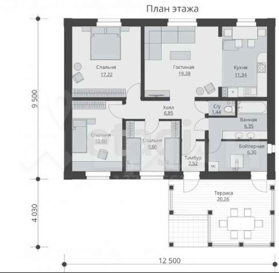 Одноэтажный дом 70м2 планировка с тремя спальнями