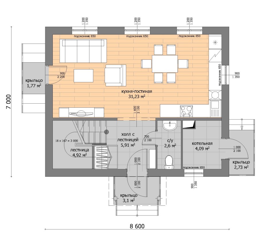 Каркасный дом 90 м2 планировка