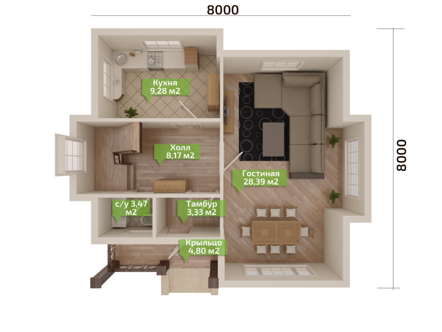 Дом 90 м2 двухэтажный планировка