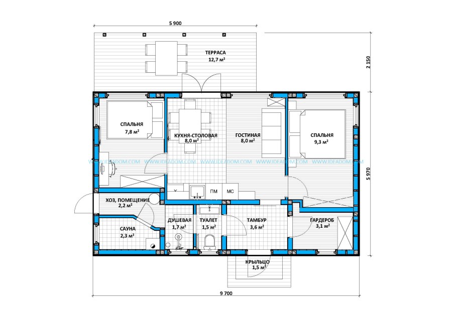 Домик модульный 60м2