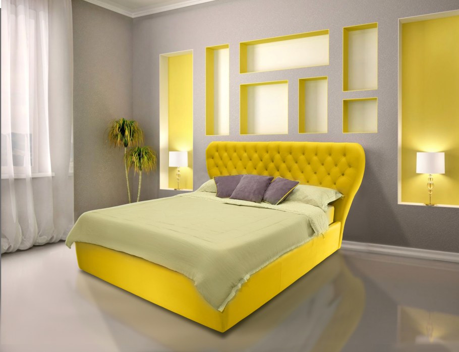 Кровать горчичного цвета