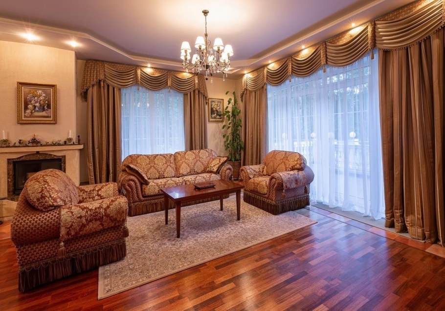 Гостиная с 2 окнами