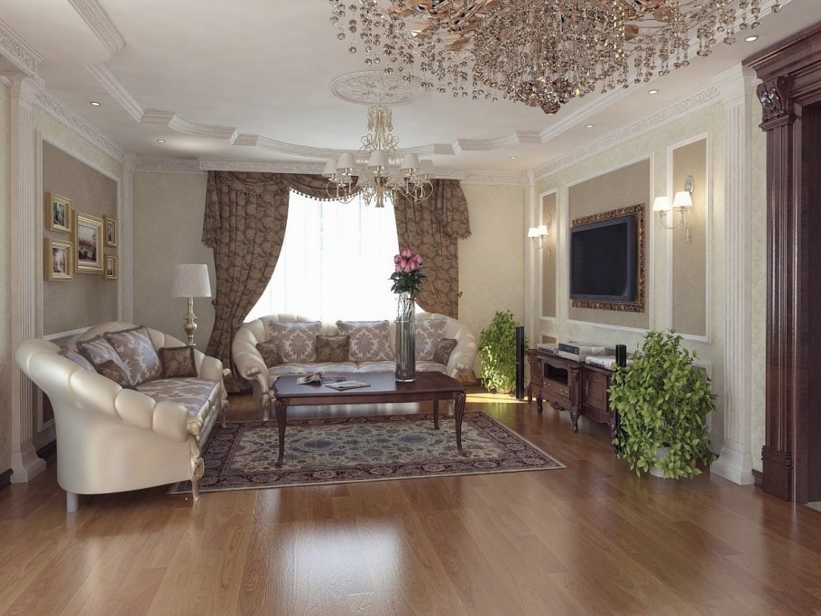 Интерьер гостиной в частном доме