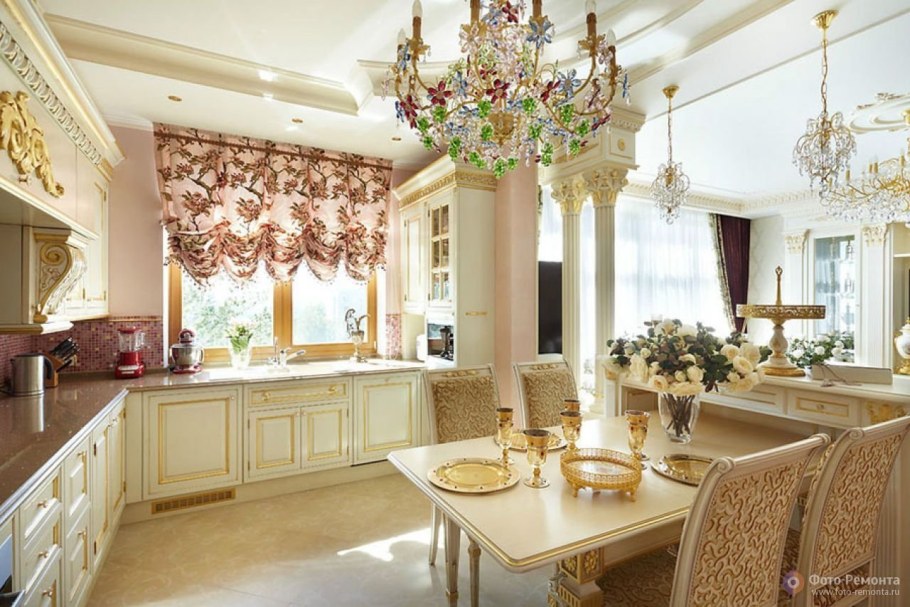 Занавески на кухню в классическом стиле