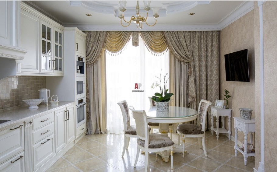 Шторы в столовой Неоклассика