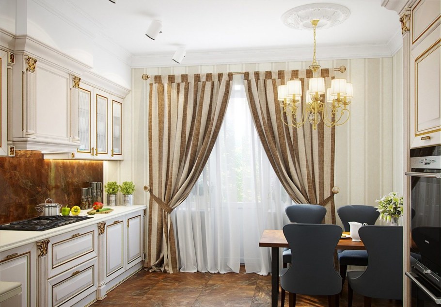 Шторы для бежевой кухни