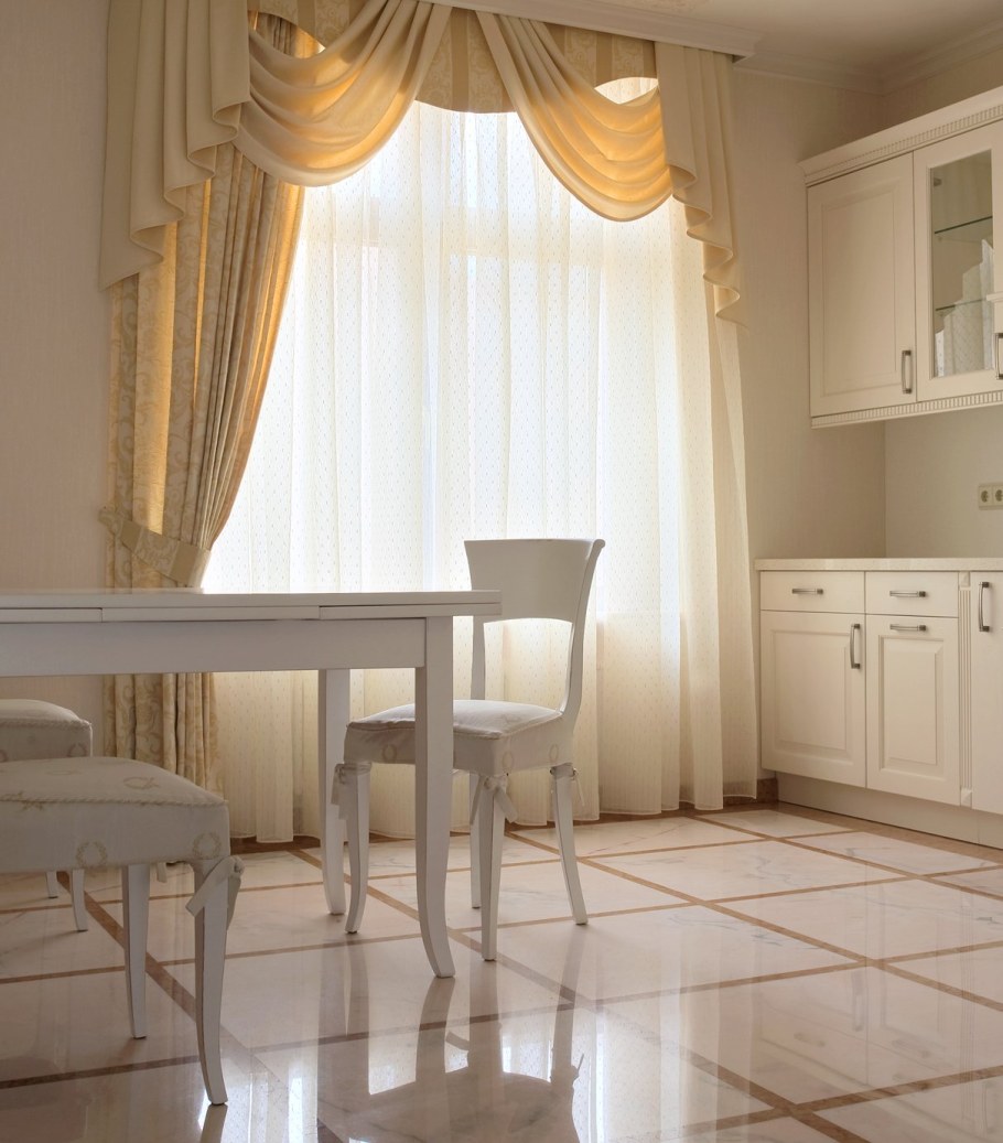 Шторы на кухню длинные