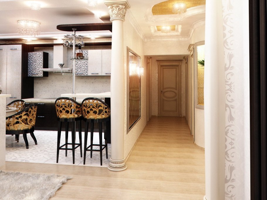 Кухня гостиная совмещенная с коридором
