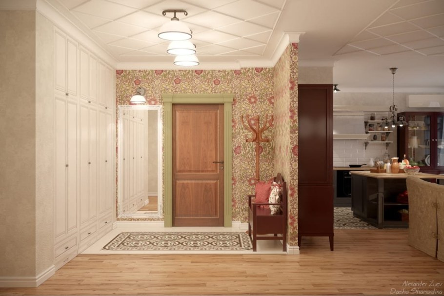Коридор и кухня в одном стиле