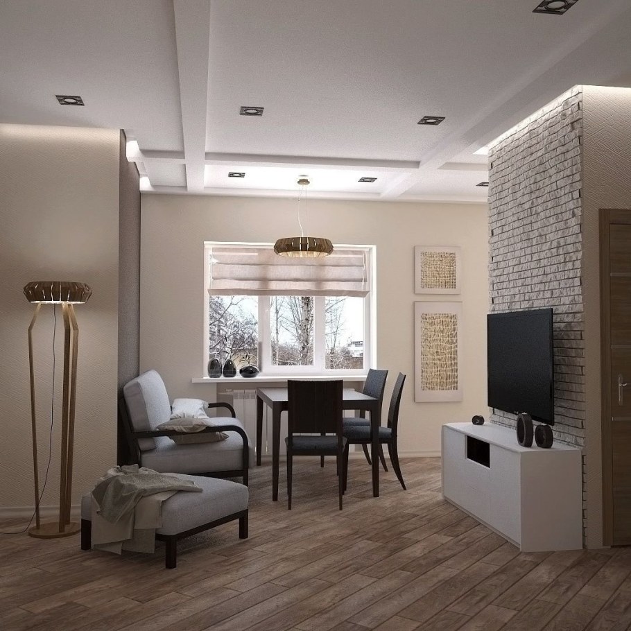 Прихожая гостиная и кухня вместе