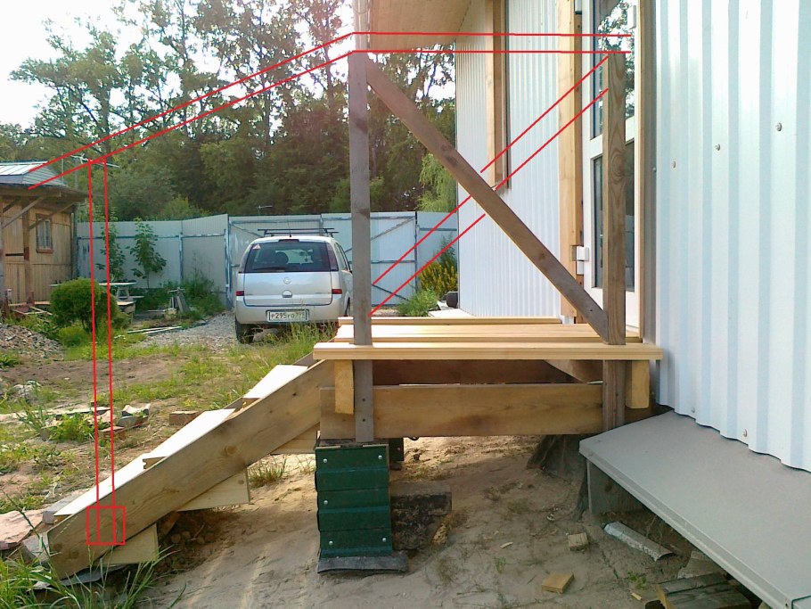 Деревянный каркас для крыльца