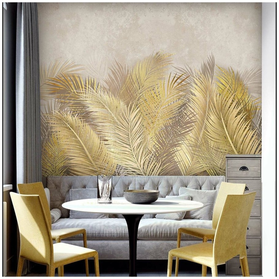 Шторы под обои папоротника золотого