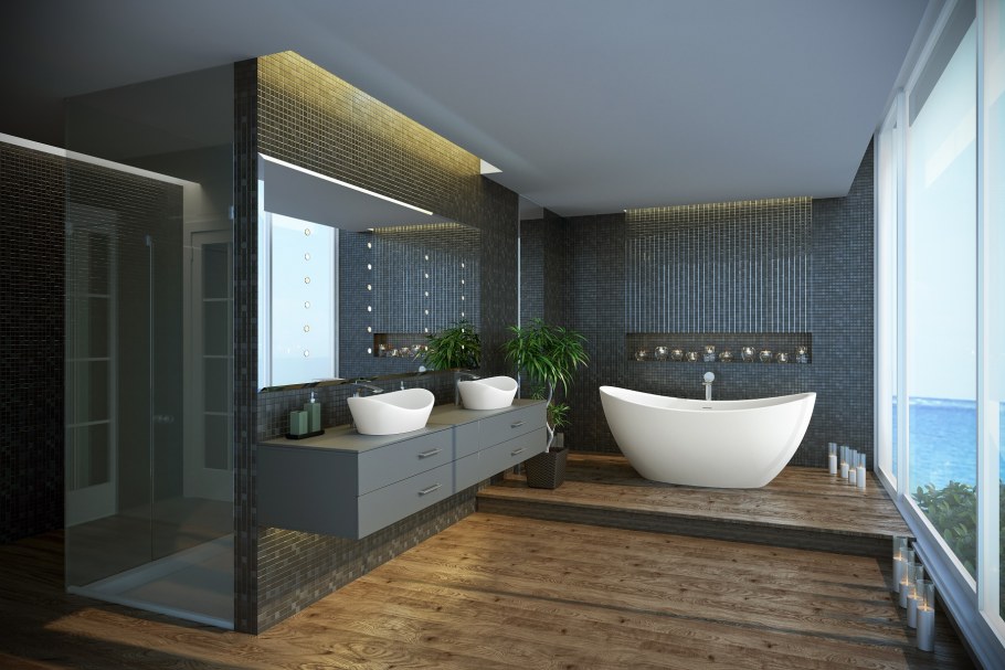 Отдельностоящая ванна на подиуме