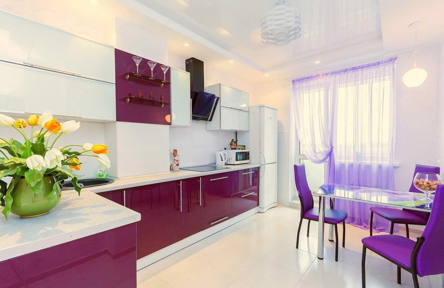 Кухня в сиреневом цвете